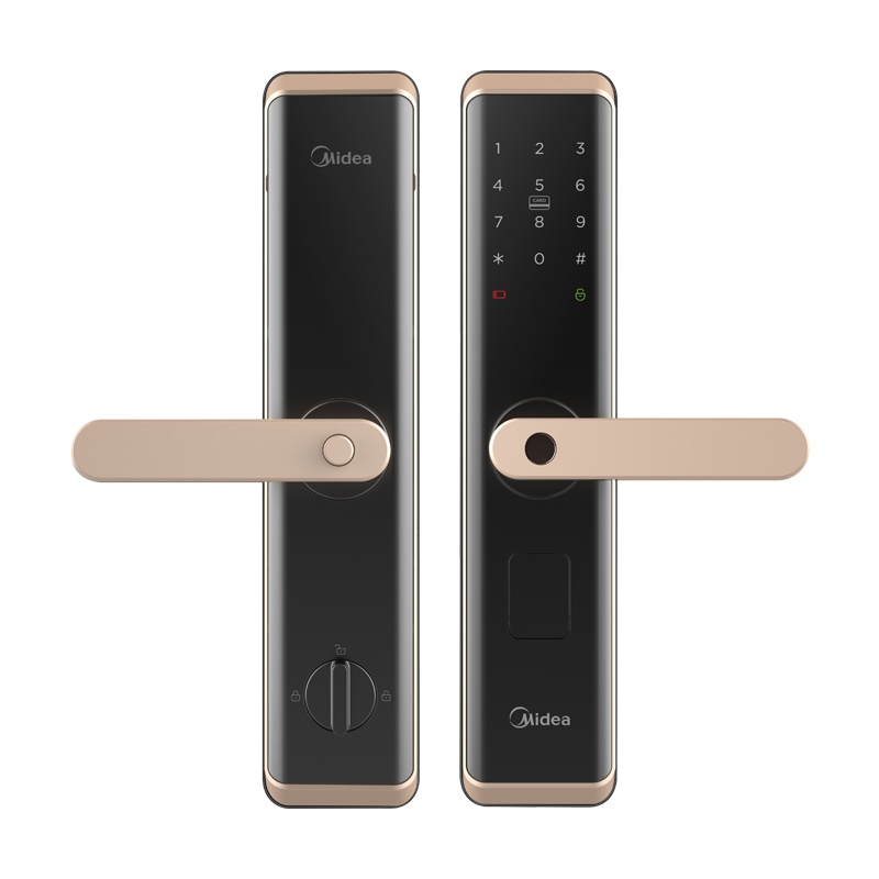 Midea美的Young系列小Y智能指纹锁家用木门防盗门智能门锁密码锁推拉式开门电子锁铝合金材质锁芯 斜舌 通用型
