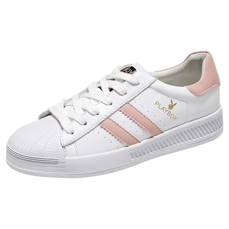 花花公子贝壳头小白鞋女学生韩版百搭透气平底板鞋ins2019新款潮