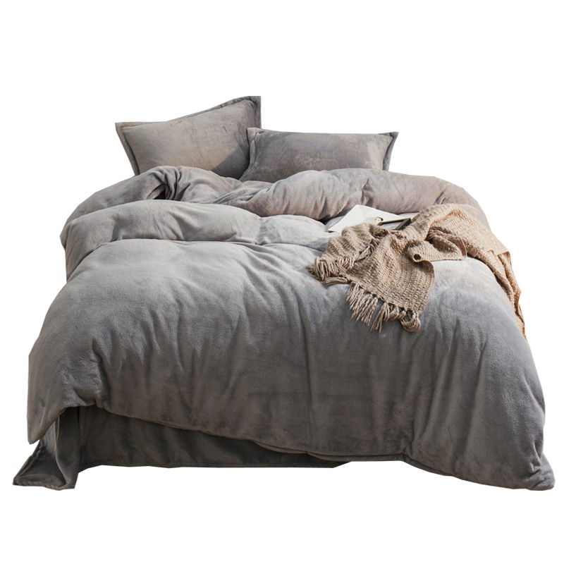 南极人(NanJiren) 冬季牛奶绒四件套纯色法兰绒加厚保暖珊瑚绒床单被套床上用品