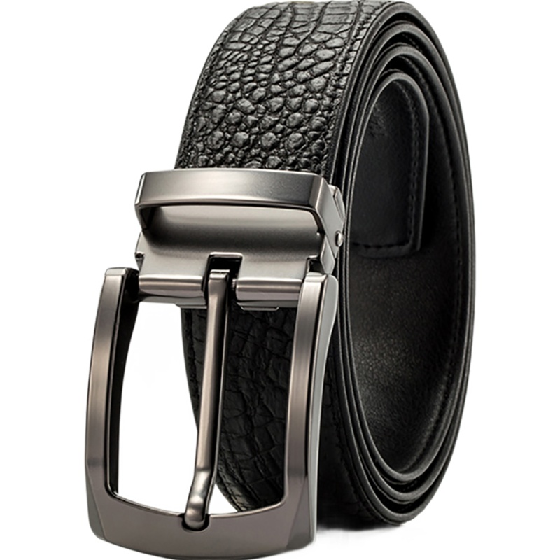 柒牌SEVEN男士针扣皮带真皮纯牛皮正装鳄鱼纹牛仔裤带新款潮流休闲腰带