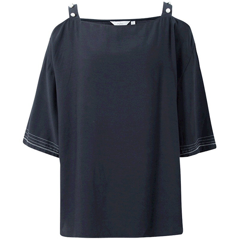 伊芙丽夏季新款一字肩上衣设计感女小众轻宽松熟露肩雪纺衫女