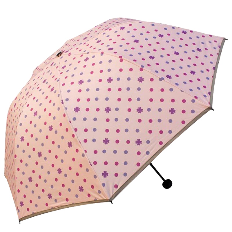 天堂 30075ELCJ(遇光变色)黑胶三折蘑菇太阳伞晴雨伞