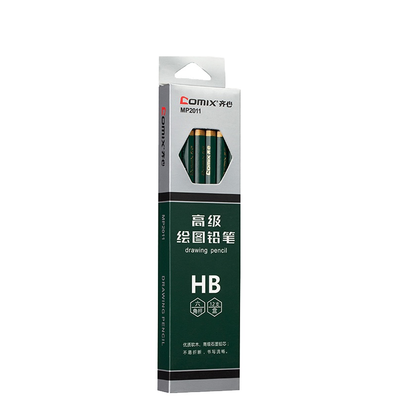 齐心 COMIX MP2011 高级绘图铅笔 HB 12支 黑