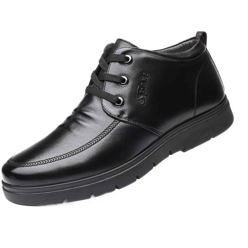 策乐(cele)男靴子冬季头层牛皮雪地靴加绒保暖高帮休闲皮鞋男真皮男士商务鞋BC-6888