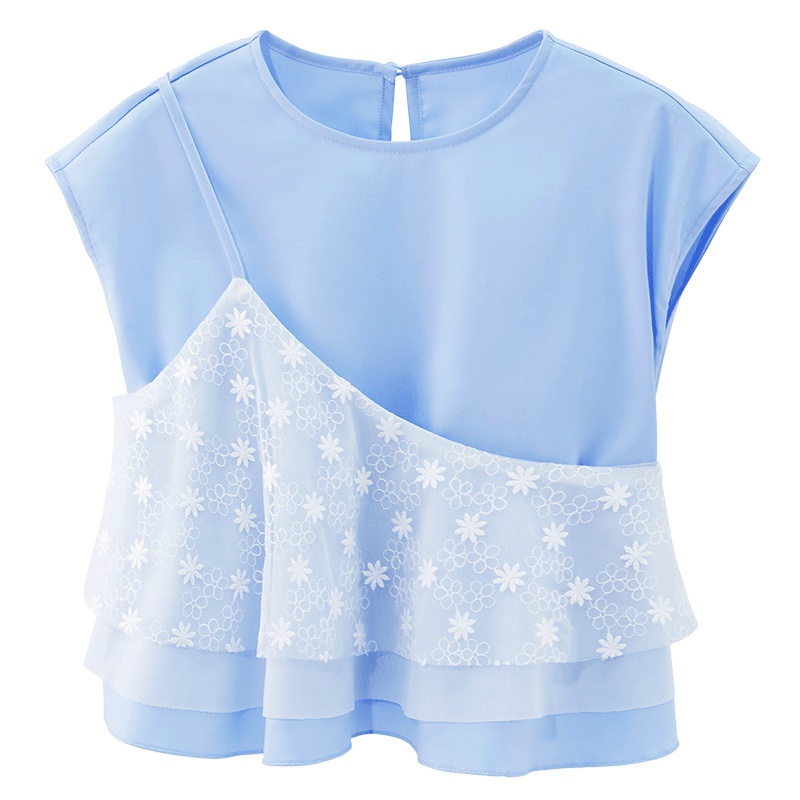 minipeace太平鸟童装女童无袖纱蕾丝洋气薄上衣2019夏季