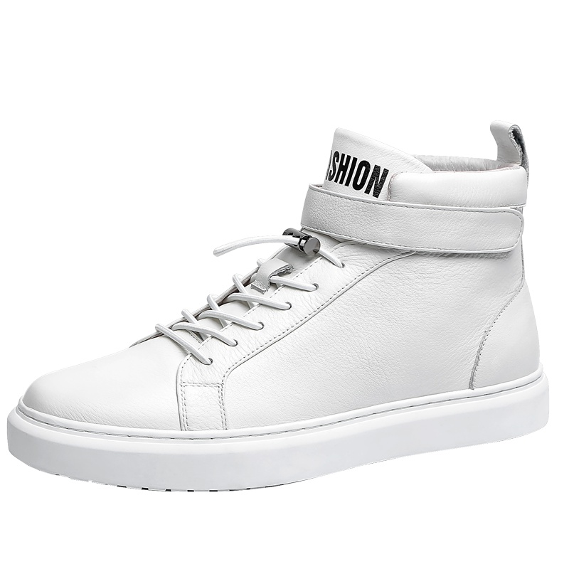 GOLF/高尔夫高帮鞋男真皮松紧扣韩版街头潮流轻质休闲板鞋男