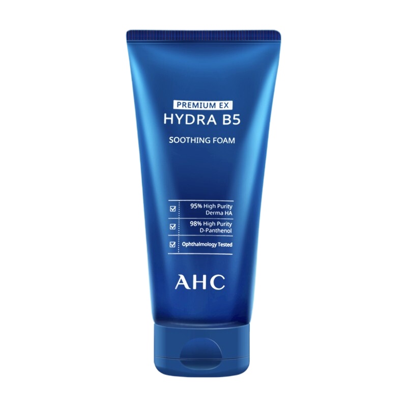 韩国AHC 新版-蓝啵啵洗面奶 B5玻尿酸洗面奶女男士洁面乳 孕妇敏感肌可用保湿控油舒缓180ml-1支装