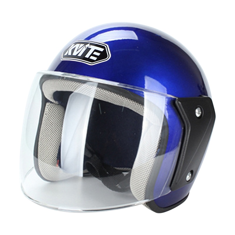 电动电瓶车成人头盔冬盔秋冬款加棉保暖电动车安全头盔男女通用全盔加长挡风镜蓝色