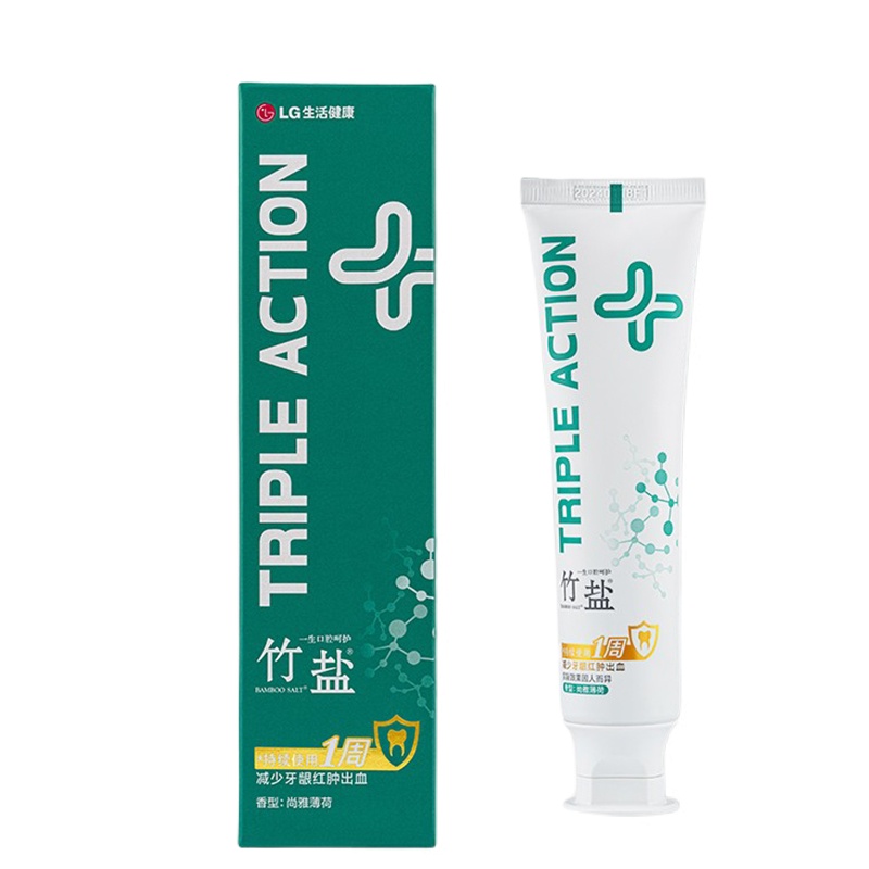 LG竹盐苏宁超市自营牙膏 美白防蛀 口气清新 官方旗舰店正品 精研卓效护龈牙膏105g