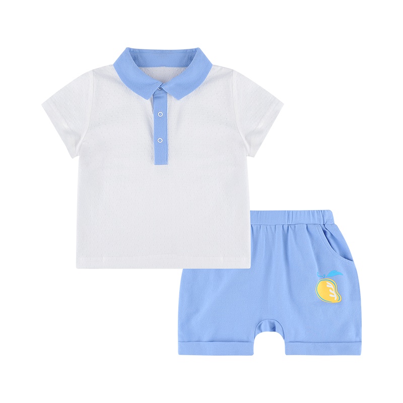 angeeb 宝贝心语 0-4岁宝宝夏季男童短袖T恤套装婴儿短袖两件套