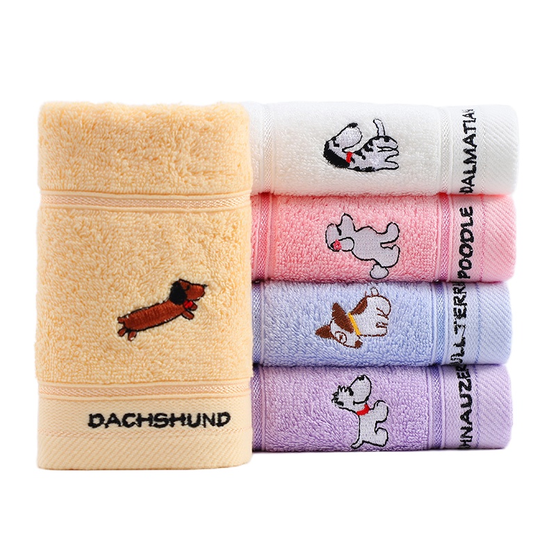 洁丽雅2条装儿童毛巾洗脸纯棉童巾可爱卡通宝宝柔软吸水小毛巾