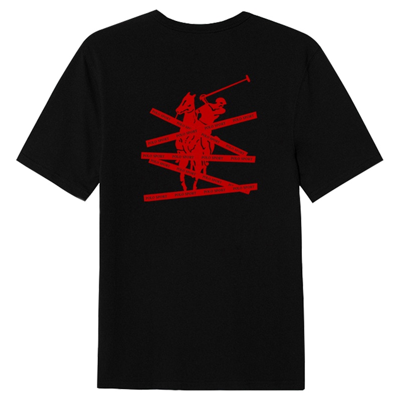 POLO SPORT 夏季男女同款圆领交叉马标短袖T恤