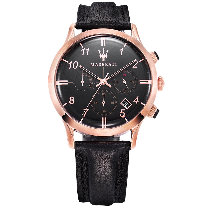 玛莎拉蒂Maserati回忆录系列欧美腕表复古真皮表带石英男表 防水时尚腕表 R8871625004