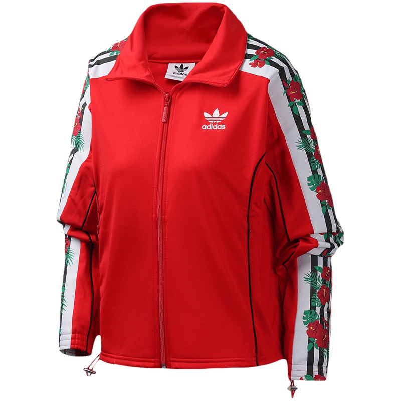 adidas阿迪达斯三叶草女装运动服印花三条纹夹克外套EH8726