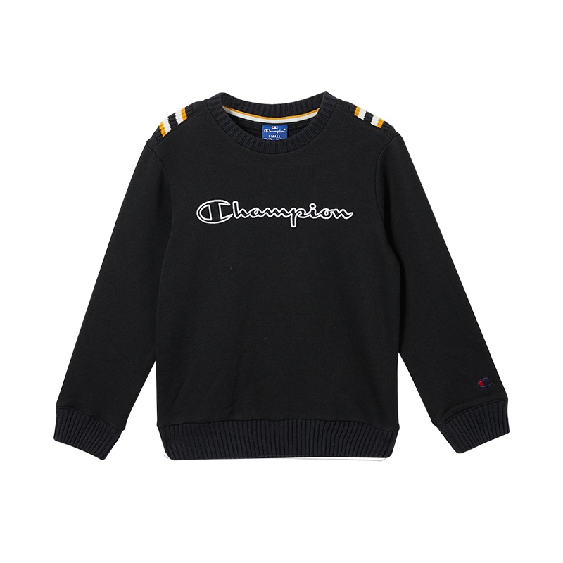 Champion/冠军男女童混纺加绒套头衫经典logo图案高端儿童卫衣/帽衫