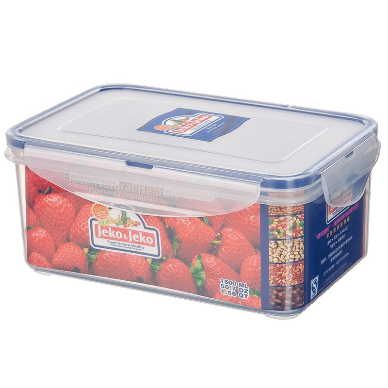 JEKO&JEKO 保鲜盒1500ml水果盒冰箱收纳盒厨房塑料透明大号长方形食品密封盒 SWB-822