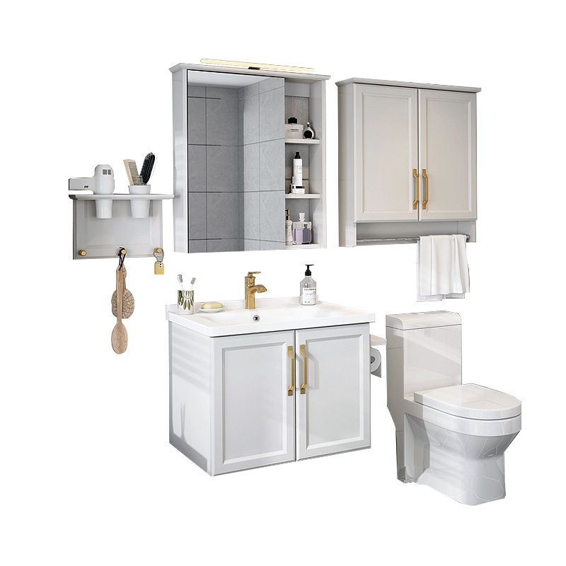 帝宏浴室柜组合现代简约洗漱台卫生间洗脸盆柜实木落地式定制挂墙轻奢风黑色白色组合