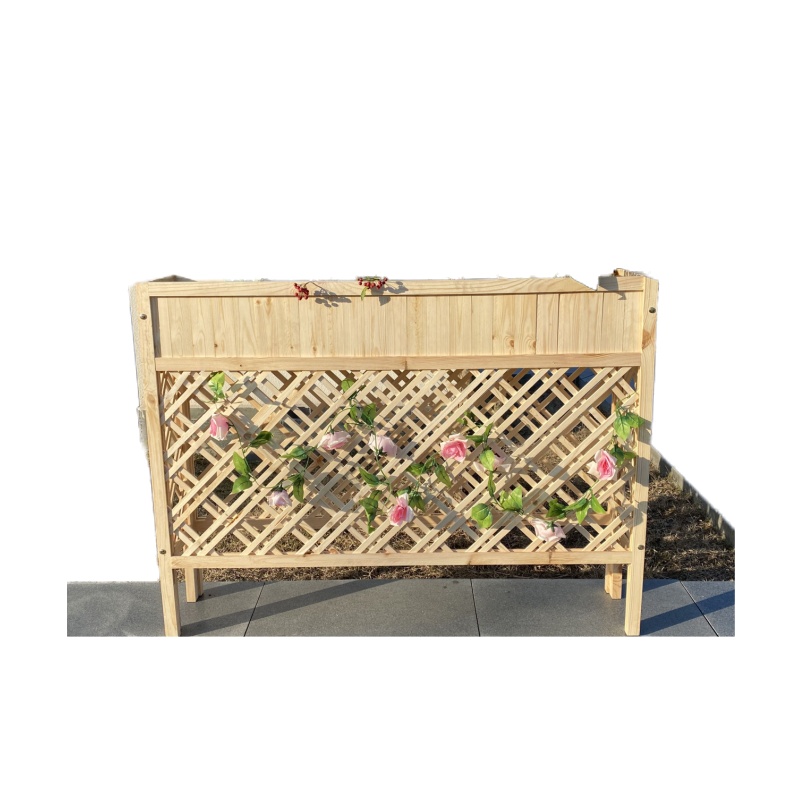 围栏花槽碳化网格花盆架 原木色 160*25*90