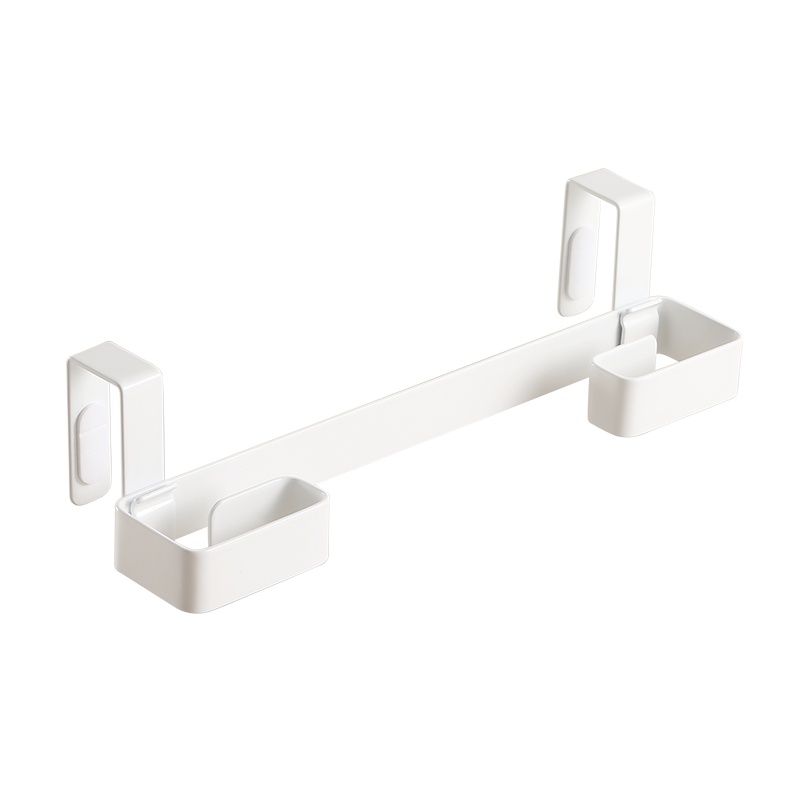 达乐丰 厨房垃圾袋架子 22.5*6*5.4CM毛巾架收纳架挂钩架橱柜门后挂架 白色金属碳钢厨房置物架JS001