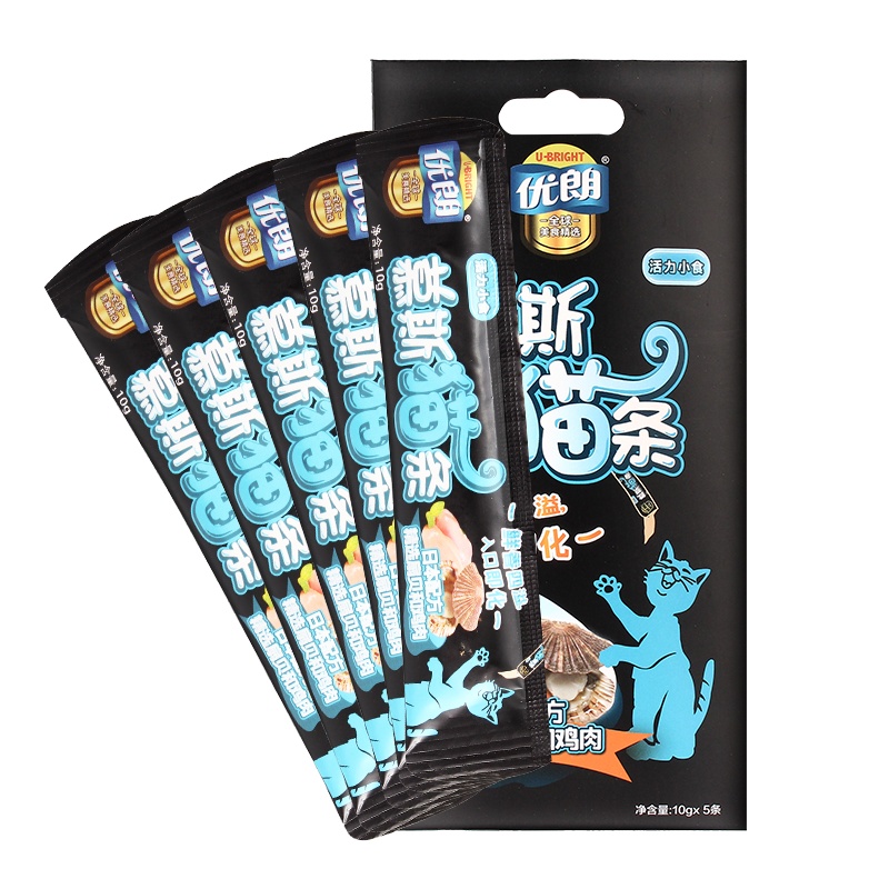 优朗(U-BRIGHT)扇贝及鸡肉慕斯猫条10g*5条