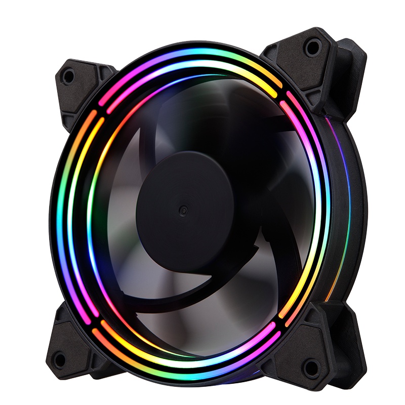 金河田光线3溢彩台式电脑主机机箱散热风扇12CM日食静音液压风扇