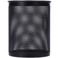 得力deli 909 笔筒 金属网纹圆形笔筒 办公用品文具 圆形笔座 金属 黑