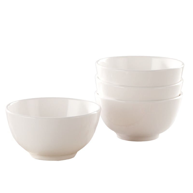 靓佳 碗 纯白强化陶瓷碗 5英寸 米饭碗4个装 碗 米饭碗 小碗 陶瓷碗 加厚 防烫 否