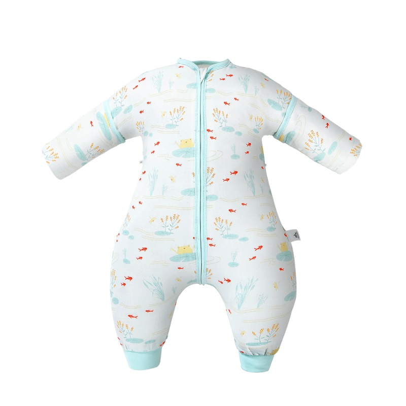 欧孕婴儿纱布睡袋宝宝防踢被春秋通用儿童分腿可拆袖四季可选
