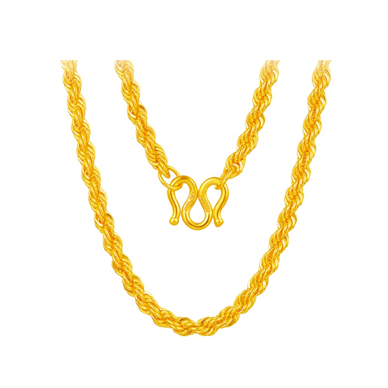 壹仟俩黄金项链通用麻花麻绳金链子锁骨链套链简约款婚庆佩戴生日礼物计价黄金饰品