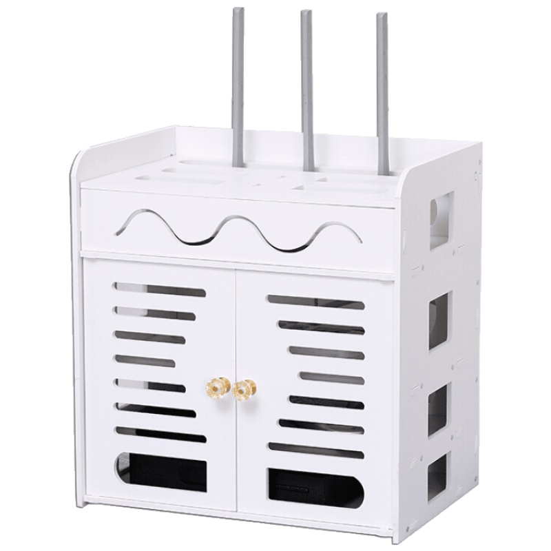 家柏饰(CORATED)路由器收纳盒wifi收纳盒壁挂免打孔电源电线插排收纳盒机顶盒收纳