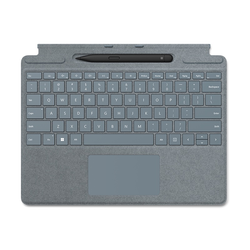 微软 Surface Pro冰晶蓝特制版专业键盘盖+超薄触控笔2适用Pro9/Pro8 Alcantara材质 磁吸接口