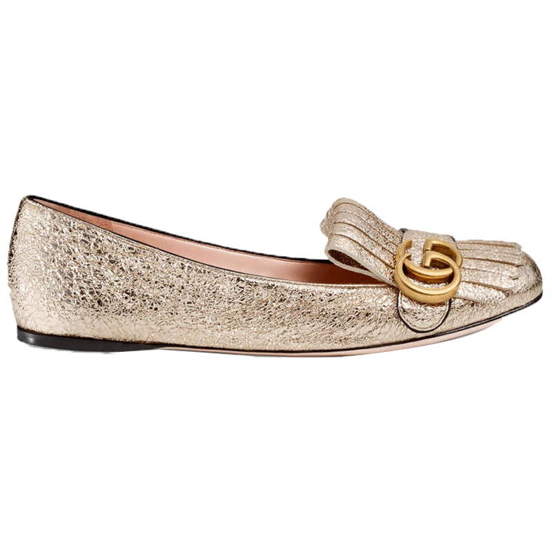 GUCCI/古驰 2018年女士双G金属感平底鞋芭蕾舞鞋453373