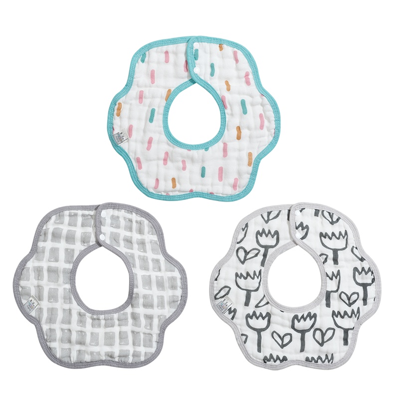 babycare新生婴儿口水巾宝宝纯棉纱布围嘴女公主款围脖式围兜防水