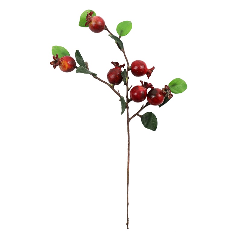 墨斗鱼仿真花石榴果两支装0833美式田园客厅仿真玫瑰果浆果喜庆假花高仿真花摆件家居饰品花瓶插花花艺摆设品