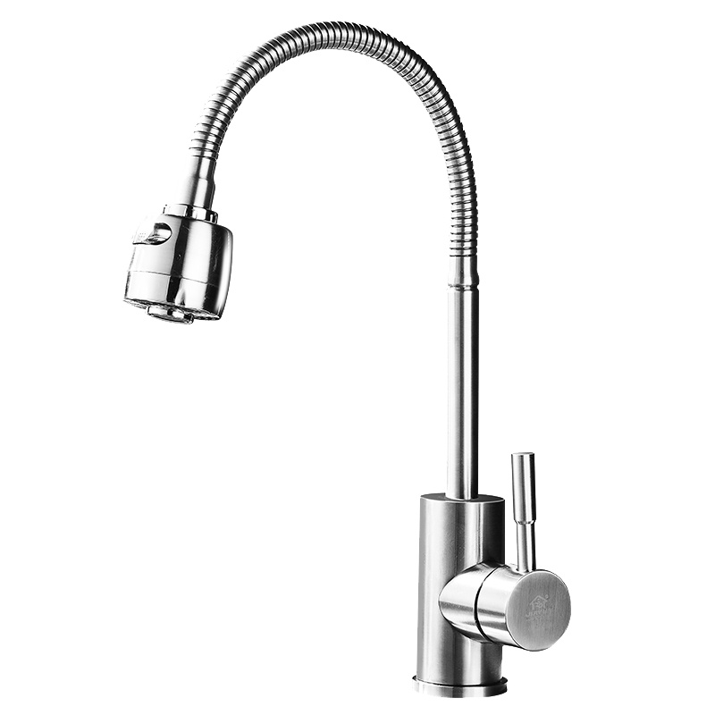 家韵厨房水龙头304不锈钢冷热防溅头单冷洗菜盆水槽万向旋转龙头