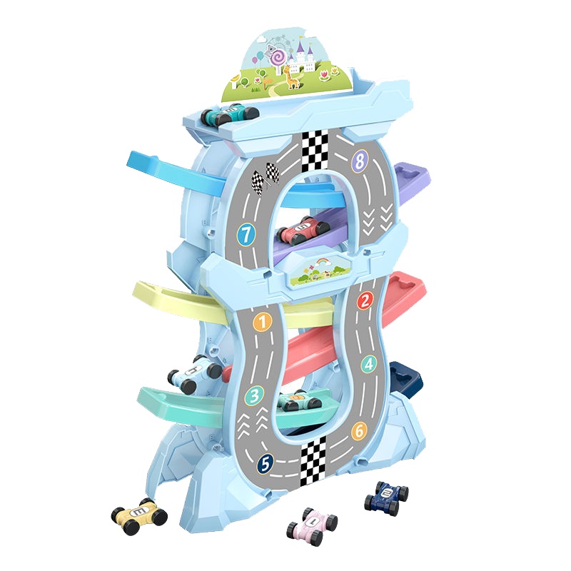[豪华版-12车6轨道1停]趣味滑翔车小汽车早教益智轨道车