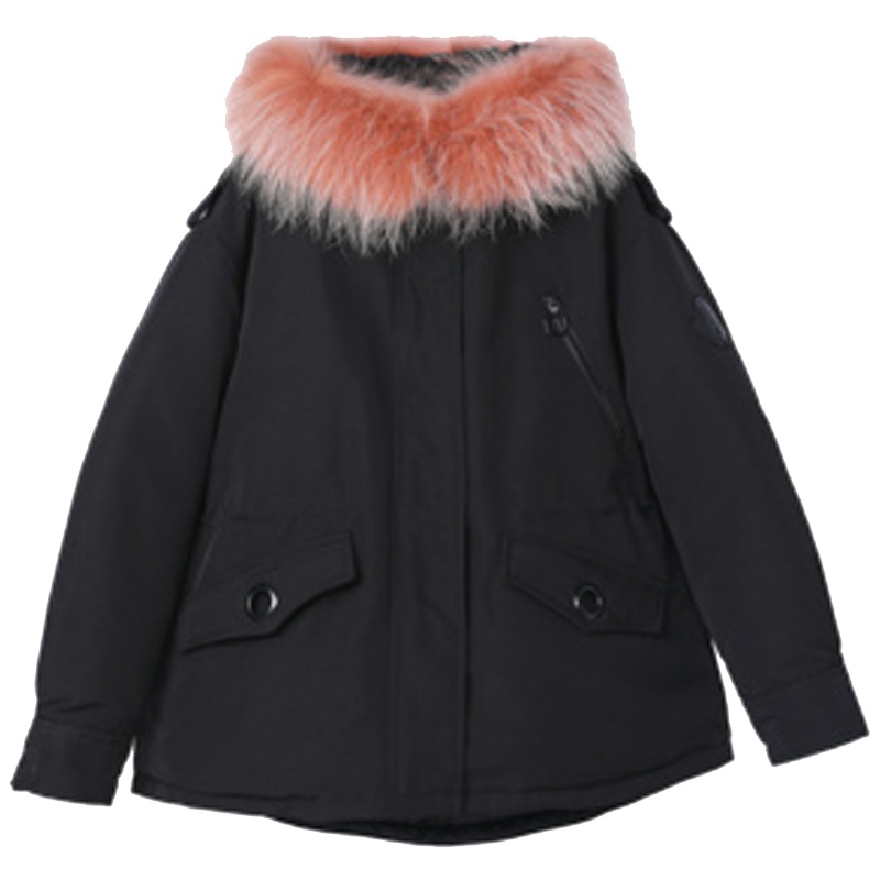 专柜同款Y拉贝缇羽绒服女短款2019冬季新款韩版宽松小个子鸭绒外套真毛领60008613