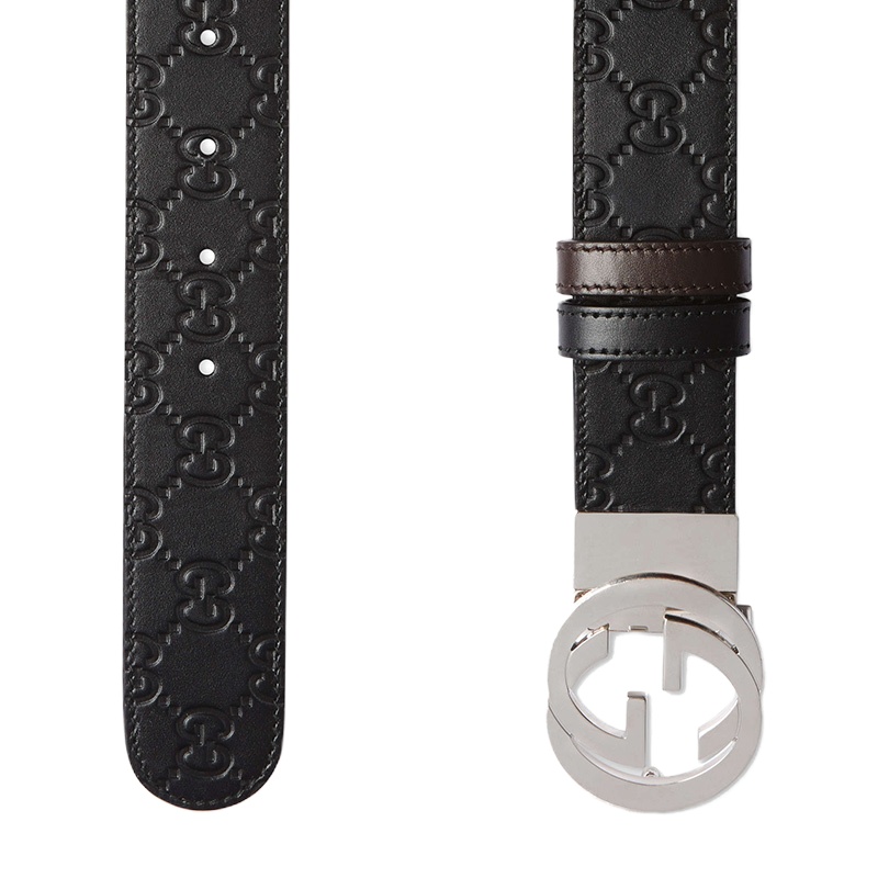 [畅享]GUCCI 古驰 男士黑色Gucci Signature皮革双面腰带 473030-CWCWN-1070 95