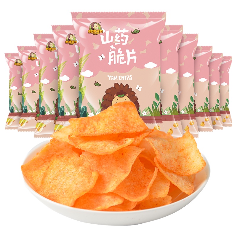 刺猬阿甘山药脆片网红脆片好吃的休闲零食山药薄片脆片番茄味31g*10包