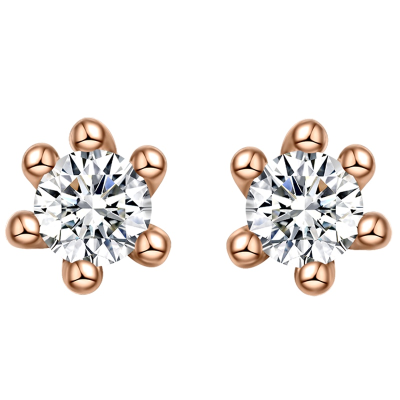 金一国囍18K金玫瑰金新款立方氧化锆公主梦女士K金耳钉送女友 (定价)CEF013