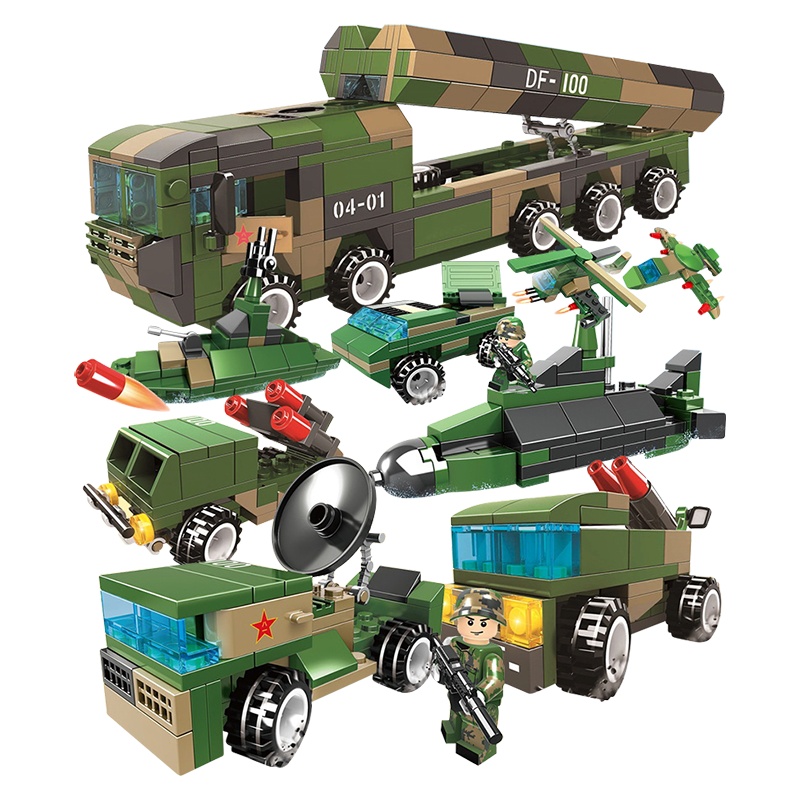 沃马积木拼装玩具东风巡航导弹武器装甲运输车军事力量导弹(3合1长剑-100巡航导弹)8款整盒套装8款整盒套装