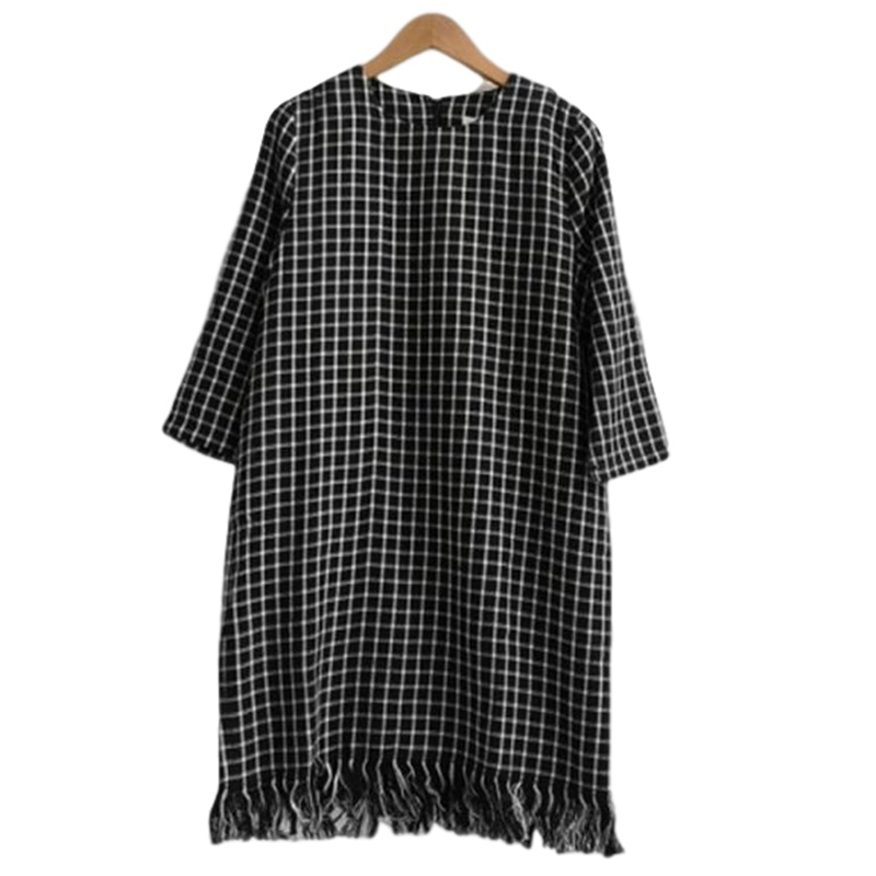 【福利款】拉夏贝尔UlifeStyle春季新款连衣裙女通勤时尚格子直筒长袖短裙