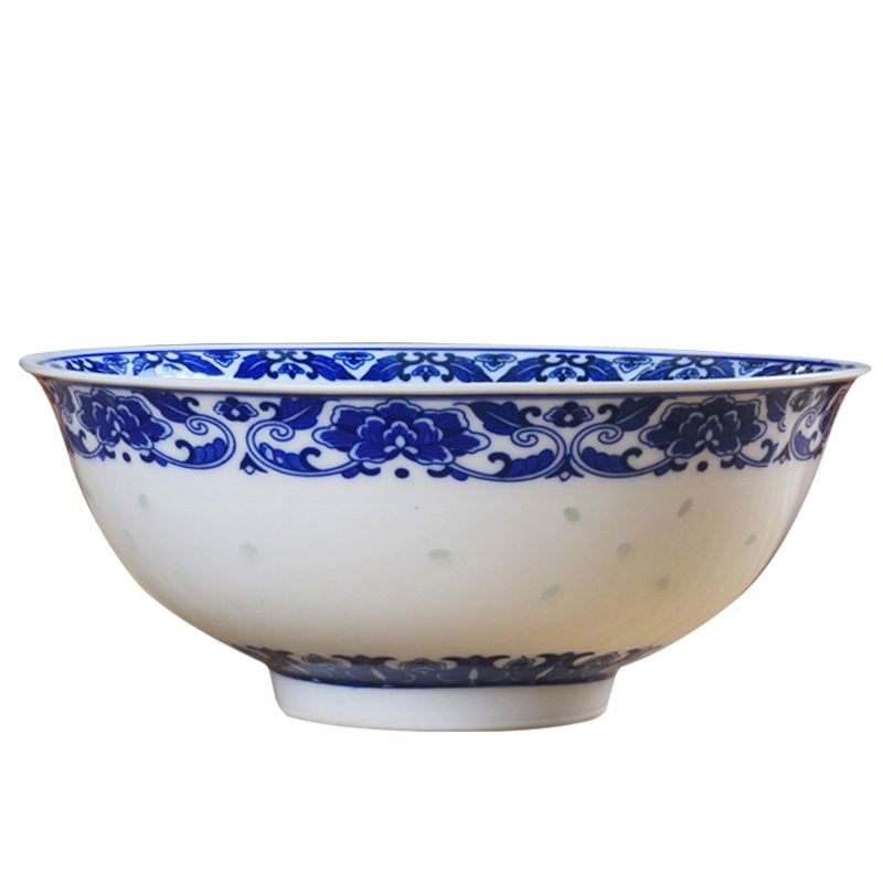 LICHEN 景德镇青花玲珑瓷器餐具 釉下彩陶瓷碗盘勺碟自由搭配 7英寸大面碗 一个