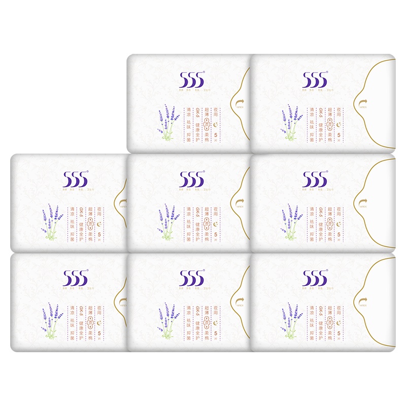 555健康卫生巾清凉祛味抑菌绵柔加长夜用360mm姨妈巾8包40片