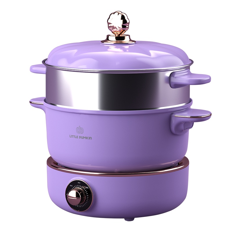 小南瓜电煮锅R3家用多功能火锅锅分体式学生宿舍小型电热火锅电炒锅 煎盘款