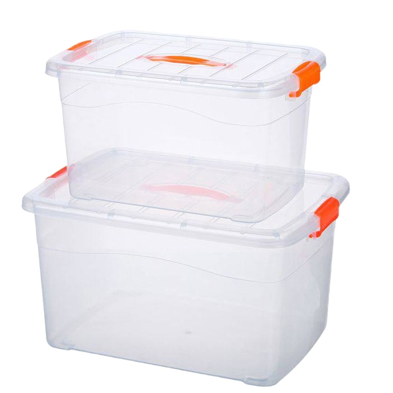 企采严选 储物箱53.5*38.5*32透明塑料收纳整理箱特大号加厚玩具衣服有盖储物箱家用收纳盒子