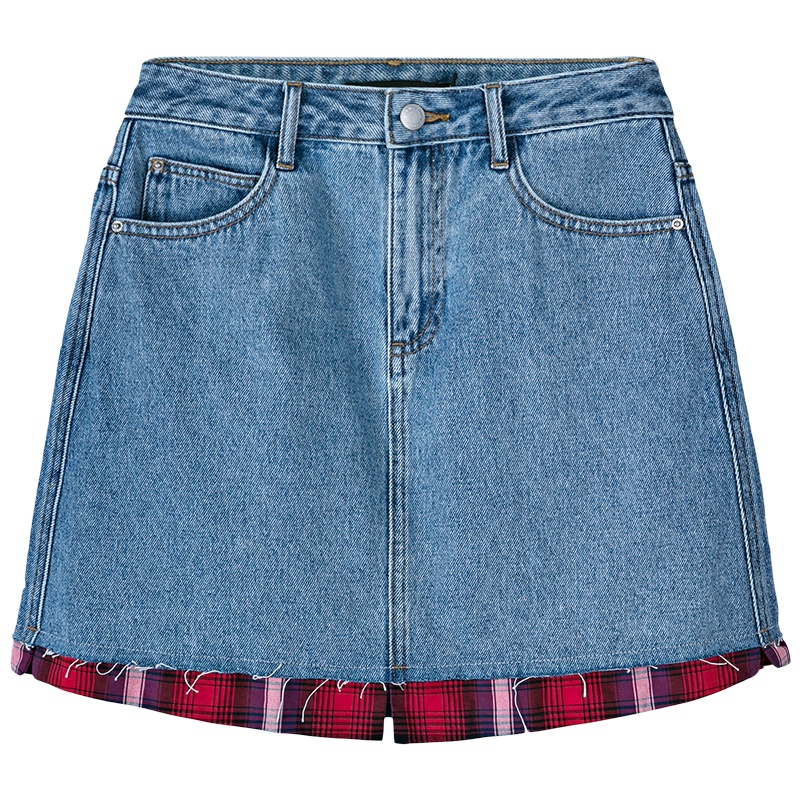 Semir森马半身裙女2019夏季新款丹宁风牛仔拼接短裙a字显瘦少女裙子