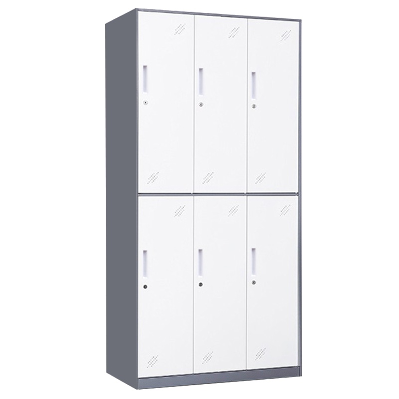 震海灰套白六门更衣柜储物柜鞋柜员工存包柜钢制办公柜类更衣柜衣柜 家用六门衣柜