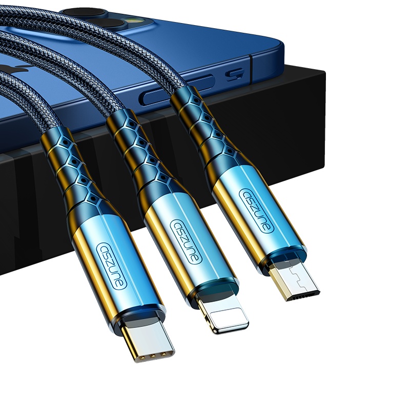 邻家 Type-C一拖三高品质尼龙手机数据线 红色1.5米 不伤机 低温快充 一线三用 超级快充 多口快充通用 (1条)