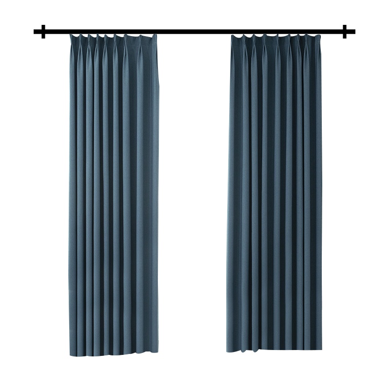 幸福派 遮光窗帘北欧简约现代水波纹缎面挂钩窗帘加厚打孔窗帘飘窗客厅帘子遮阳布纯色轻奢卧室支持定制挂钩窗帘